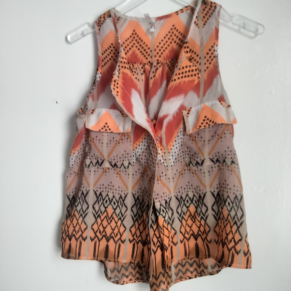 Live 4 Truth Orange Geometric Sleeveless Blouse